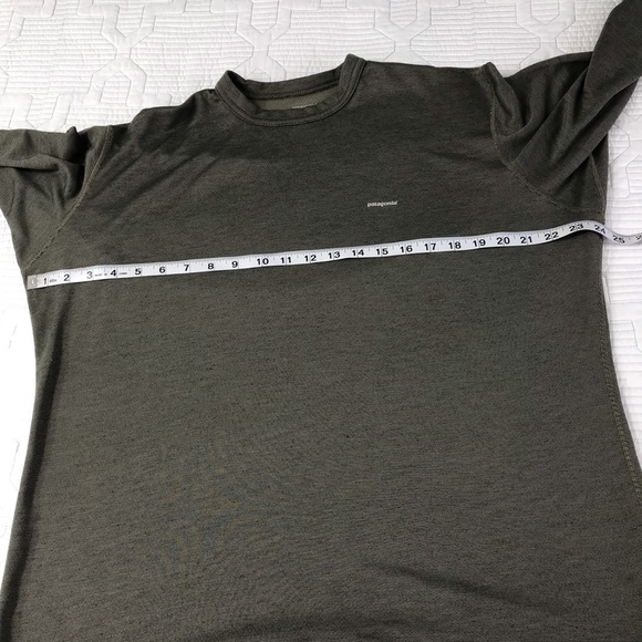 Sold* Patagonia Capilene Shirt Mens Size Large Long Sleeve Olive Green Base Laye - Picture 10 of 11